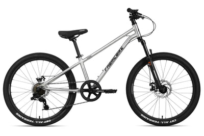 FabricBike Terra - Alu Mountainbike Jugendfahrrad 24 Zoll ab 8, 9, 10 und 11 Jahre, 7-Gang-Schaltung, Scheibenbremse, Federgabel, Kinder Fahrrad (Polished)