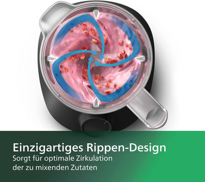 Philips HR2041/41 Standmixer (450 Watt, ProBlend-Technologie, 1,9 Liter Kunststoffbehälter, inkl. Trinkflasche) schwarz