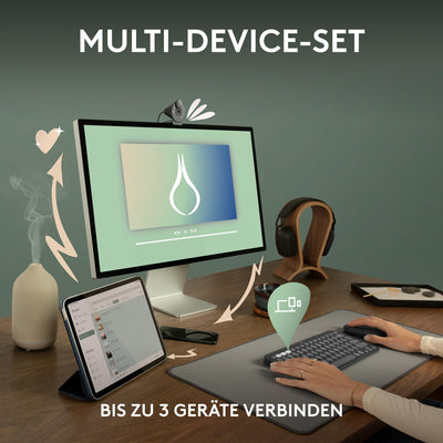 Logitech Pebble 2 Combo, kabellose Tastatur und Maus, leise und mobil, anpassbar, Logi Bolt, Bluetooth, Easy-Switch für Windows, macOS, iPadOS, Chrome - Deutsches QWERTZ-Layout, Rosa