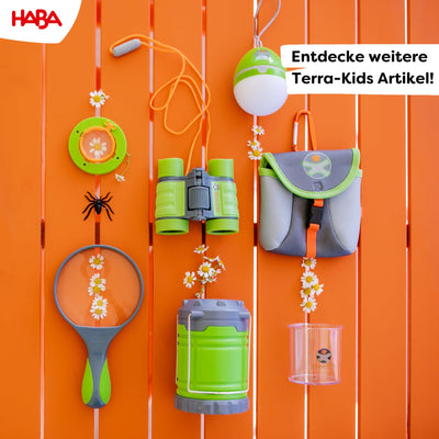 HABA Terra Kids Fernglas für Kinder – 4-fache Vergrößerung, inklusive Tragetasche, Sicherheitskordel und Wissenskarten, Natur beobachten & entdecken – 1004132001