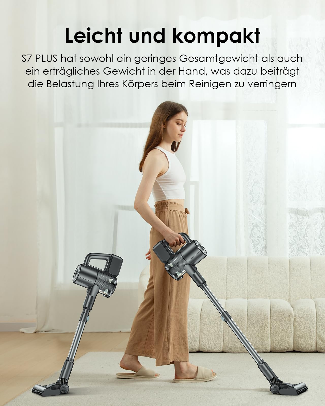 Staubsauger mit Wischfunktion, 40000Pa Akku Staubsauger kabellos, Saug und Wisch staubsauger mit starkem grün Licht, Akkusauger Freistehend, lange Laufzeit, leiser Staubsauger für Hartböden, Tierhaare