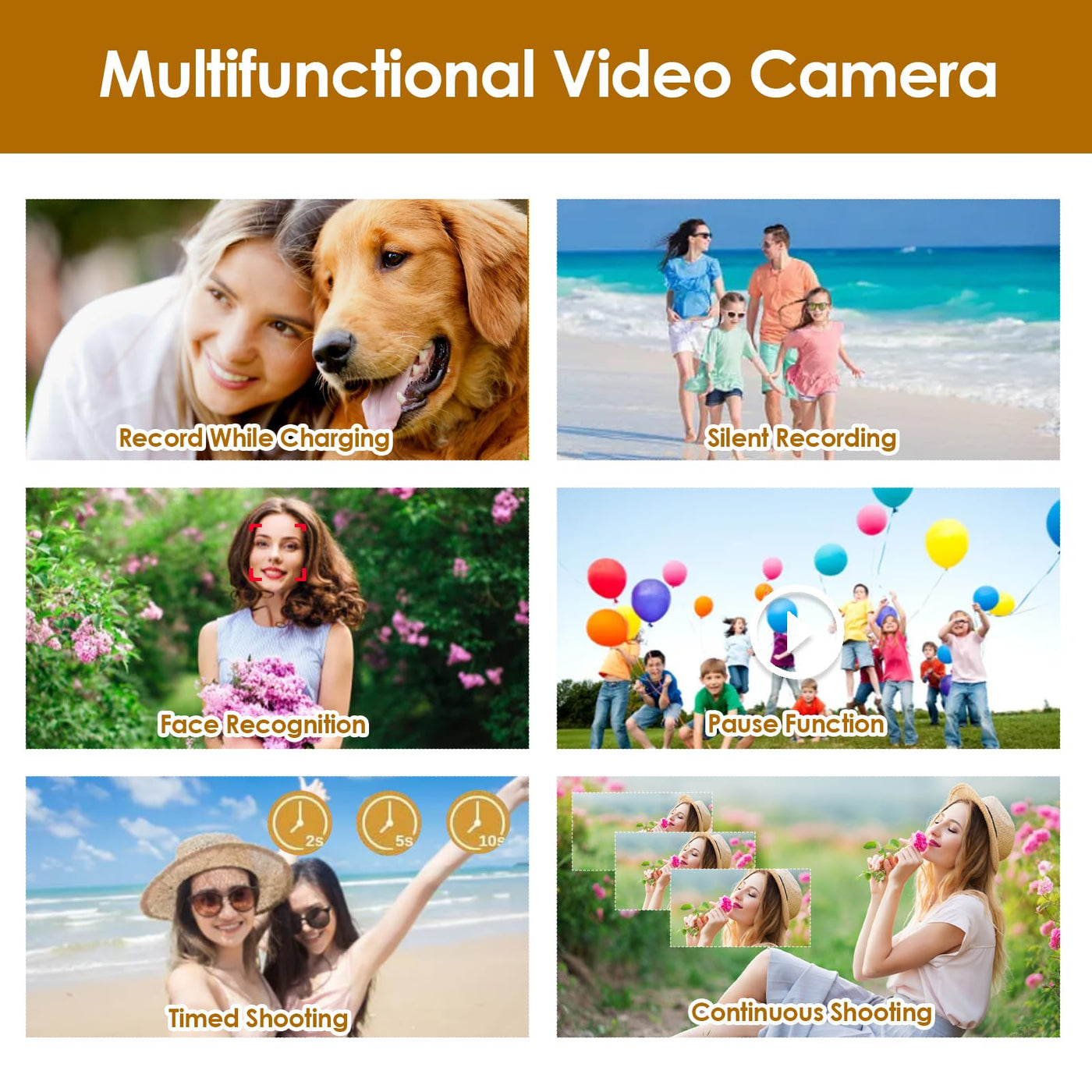 Videokamera für Vlogging, 1080P Full HD-Camcorder, 16 MP 16-facher Digitalzoom, Drehbarer 2,7-Zoll-TFT-Bildschirm, mit Fülllicht und USB-Anschluss (Schwarz)