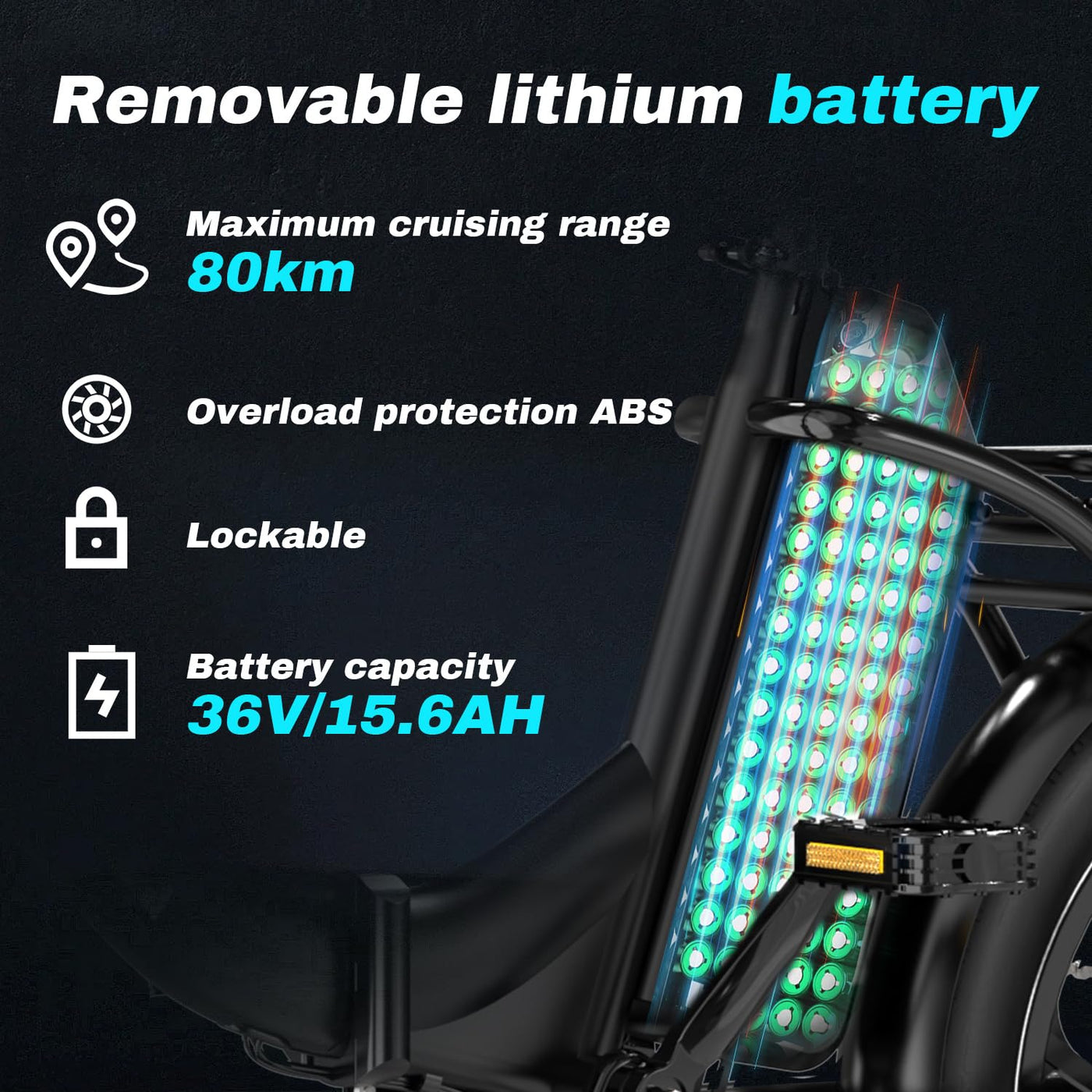 RCB RK6 20" E Bike für Erwachsene, 250W Motor 36V 15.6Ah Akku, 7-Gang,Breitreifen Klappbares E-Bike, Leichtes Elektrofahrrad für Stadtpendler