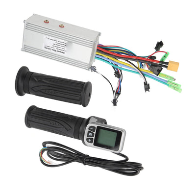 BuyWeek Elektrofahrrad Brushless Motor Controller Kit, 36V 48V 1000W 38A Sinuswelle Controller 124DX Drehgasgriff mit LCD Panel für Elektrofahrräder