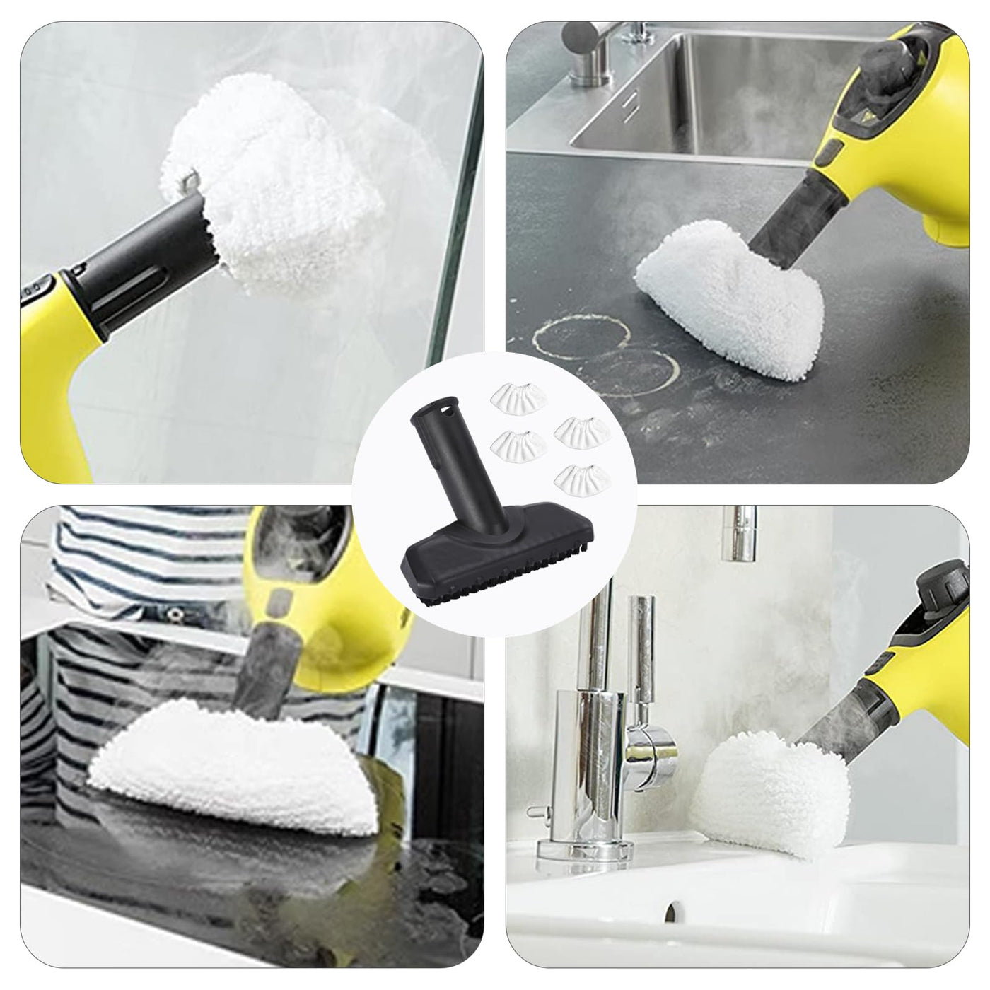 5 Stück Zubehör für Kärcher Dampfreiniger SC1 SC2 SC3 SC4 SC5, inkl Handdüse Ersatzteile 2.884-280.0, Mikrofasertuch-Set, Kompatibel Mit Kärcher Dampfreiniger