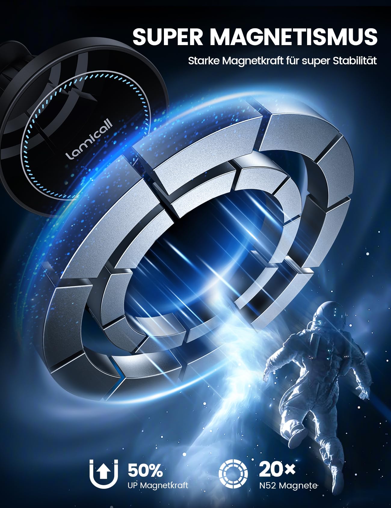 Lamicall 15W für MagSafe Autohalterung mit Ladefunktion - [TOP Schnelles Laden] Handyhalterung Auto für MagSafe Ladegerät Auto Lüftung, Wireless KFZ Handyhalter Magnet für iPhone 17/16/15/14/13/12