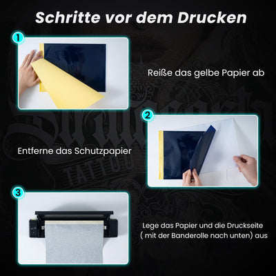 TATTMUSE Tattoo Drucker Bluetooth, Schablone Nadeldrucker mit 10 Stück Papier, Tattoo Transfer mit Smartphone PC, Stencil Drucker für Tattoo Künstler und Anfänger