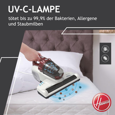 Hoover Ultra Vortex Milbensauger mit UV-Licht, bekämpft Bettwanzen – Polsterreiniger entfernt 99,9 % Bakterien, Allergene, Staub-Milben – Matratzenreiniger für hygienische Reinigung, für Allergiker