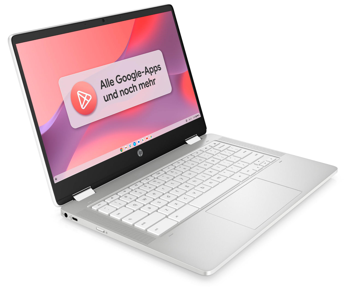 HP Chromebook x360, 14" Touchscreen, Intel Celeron N4120, 4 GB DDR4 RAM, 64 GB eMMC, Intel UHD Graphics 600, ChromeOS, QWERTZ, Ceramic White