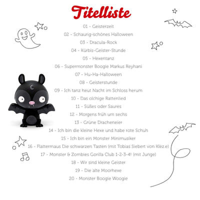 tonies Hörfigur für Toniebox, Lieblings - Kinderlieder – Halloween & Spuk, Hörspiel für Kinder ab 3 Jahren, Spielzeit ca. 50 Minuten