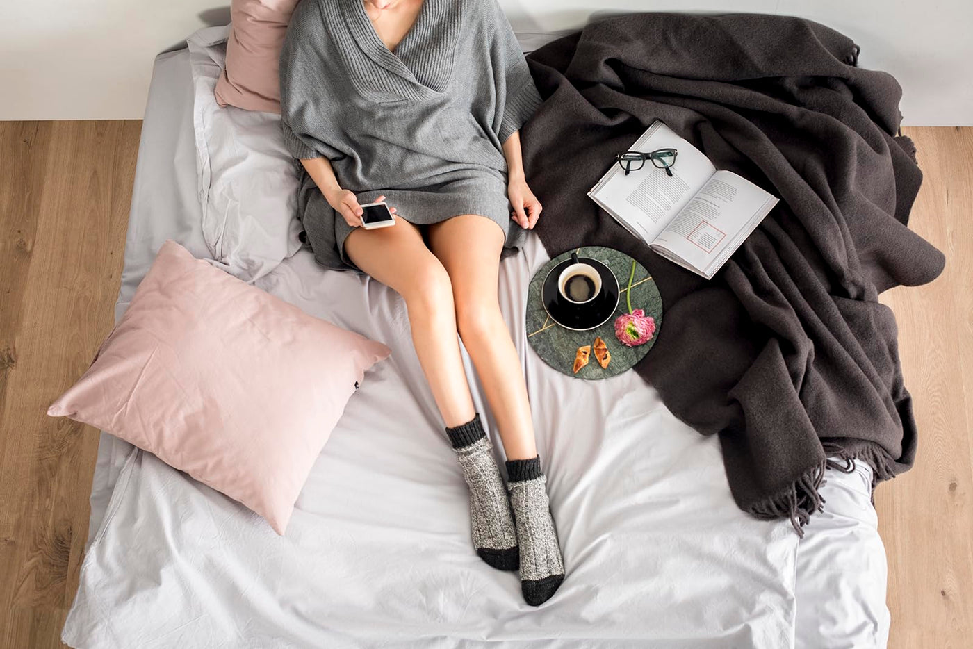 HOP DESIGN Bettwäsche 135x200 Hellgrau - Baumwoll Bettwäsche 135x200 mit 1 Kissen Bezug 80x80 - Allergiker Bettwäsche-Sets - Duvet Cover