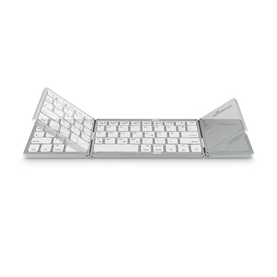 MediaRange kompakte Funk-Tastatur mit 63 Tasten und Touchpad, QWERTZ (DE/AT/CH) Tastaturbelegung, silber