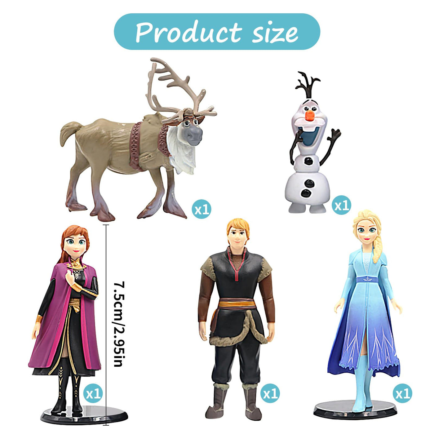 5 Stück Frozen Kuchen Deko Figuren Set, Eiskönigin Figuren Deko, Elsa Minifiguren Tortendeko Muffin Deko, Eiskönigin Dekofiguren Cupcake Toppers Dekoration