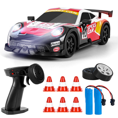 BuzzoXerex RC Drift Car, 1:22 Drift Auto Ferngesteuert, 4WD Mini RC Car, Tabletop Drift Ferngesteuertes Auto mit LED-Leuchten, 15km/h, Spielzeugauto mit Spielzeugauto für Kinder ab 6 Jahre (Rot)