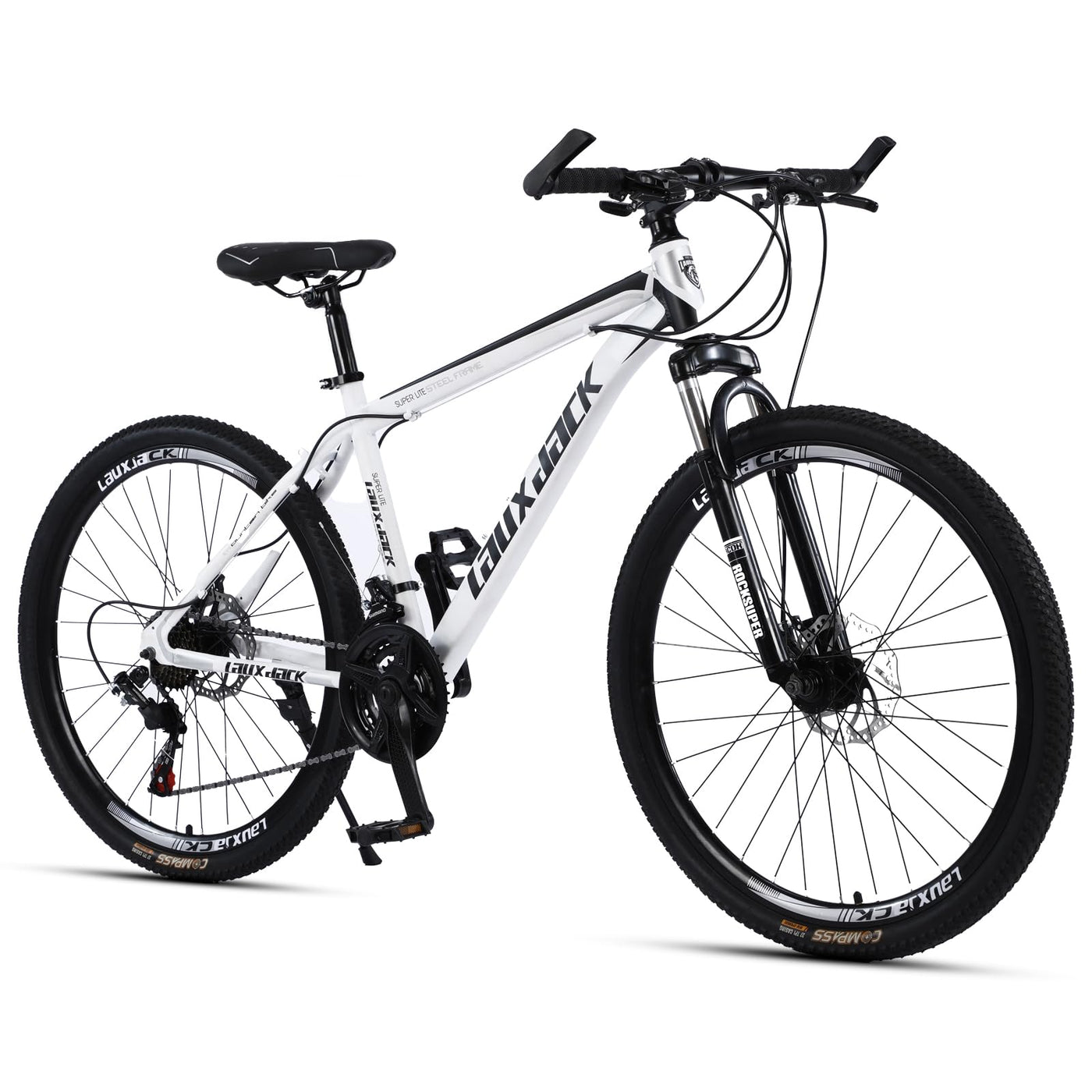 26 Zoll MTB Herrenfahrrad 21 Gang Shimano Schaltung Stahl Diamantrahmen 43 cm Weiss Federgabel Scheibenbremsen Hardtail Mountainbike Fuer Erwachsene