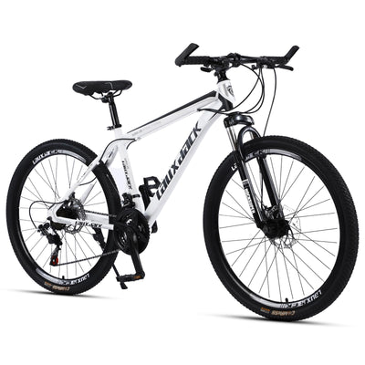 26 Zoll MTB Herrenfahrrad 21 Gang Shimano Schaltung Stahl Diamantrahmen 43 cm Weiss Federgabel Scheibenbremsen Hardtail Mountainbike Fuer Erwachsene