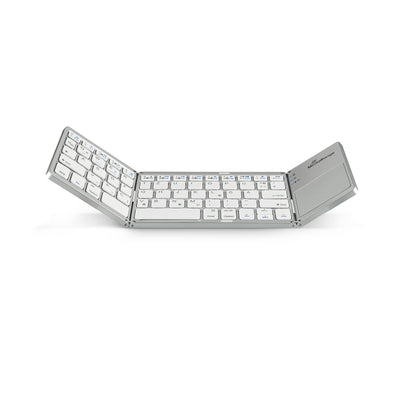 MediaRange kompakte Funk-Tastatur mit 63 Tasten und Touchpad, QWERTZ (DE/AT/CH) Tastaturbelegung, silber