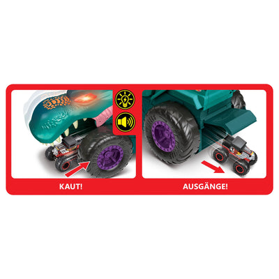 Hot Wheels Monstertruck Mega Wrex, 'frisst und verdaut' Hot Wheel Autos, mit Beleuchtung und Geräuschen, Auto Spielzeug, Spielzeug ab 4 Jahre, GYL13