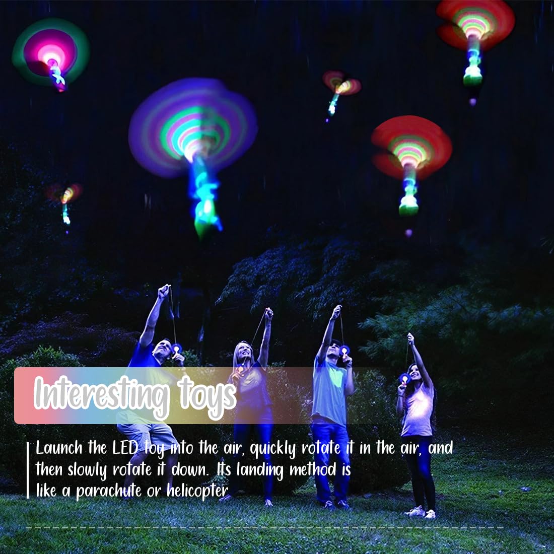 20 Stück LED Leuchtspielzeug Partyartikel, Leuchtspielzeug Schleuder, Fliegendes Spielzeug Party Set, Led licht nacht Hubschrauber, Led Springendes Spielzeug für Kinder, Mitgebsel Kindergeburtstag