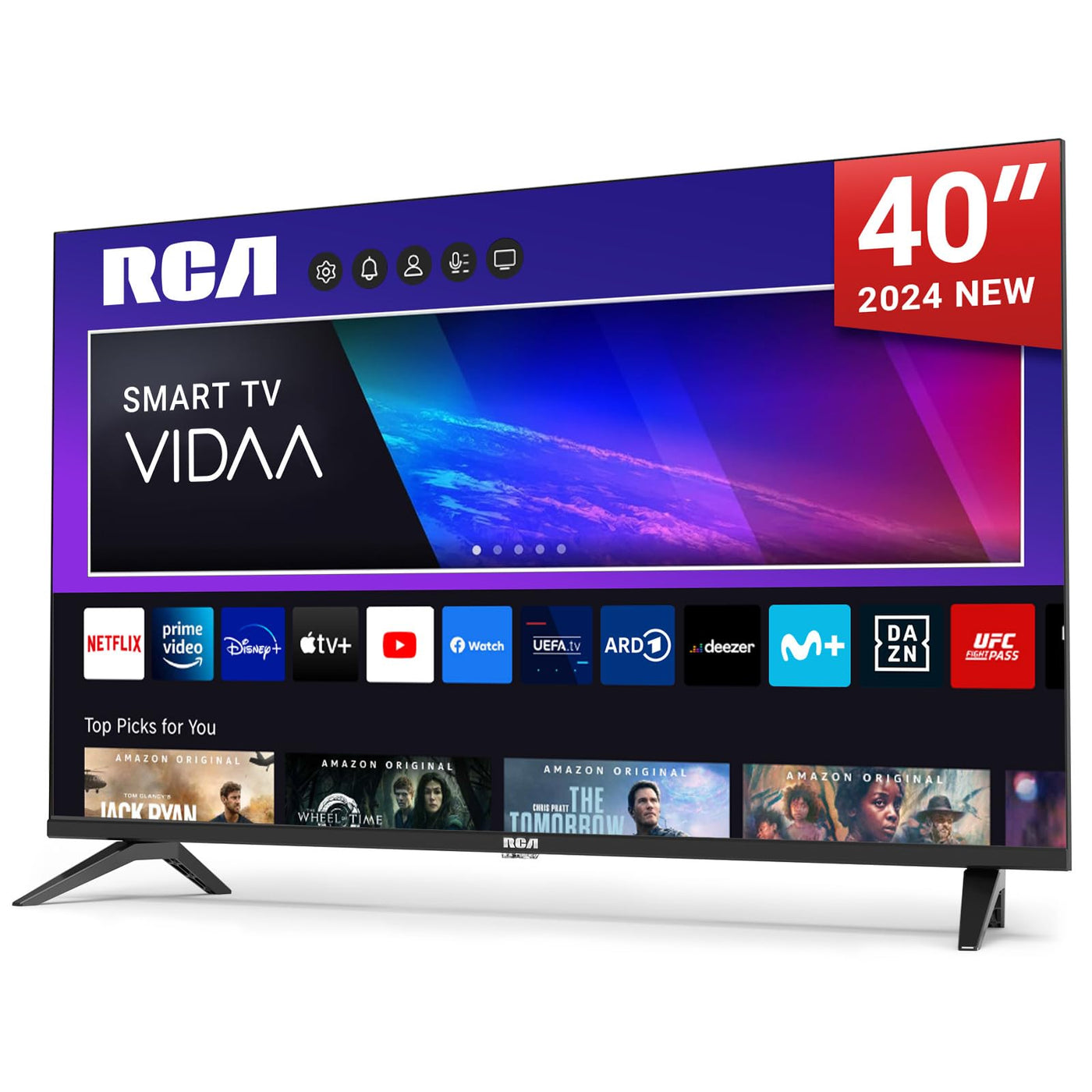 RCA VRS40FQ1 Smart TV 40 Zoll (100 cm) FHD Fernseher mit WLAN, Triple Tuner (DVB-T/T2, DVB-C, DVB-S/S2), App Store, Prime Video, Netflix, YouTube, DAZN, Disney+ [RVSmart 2024]