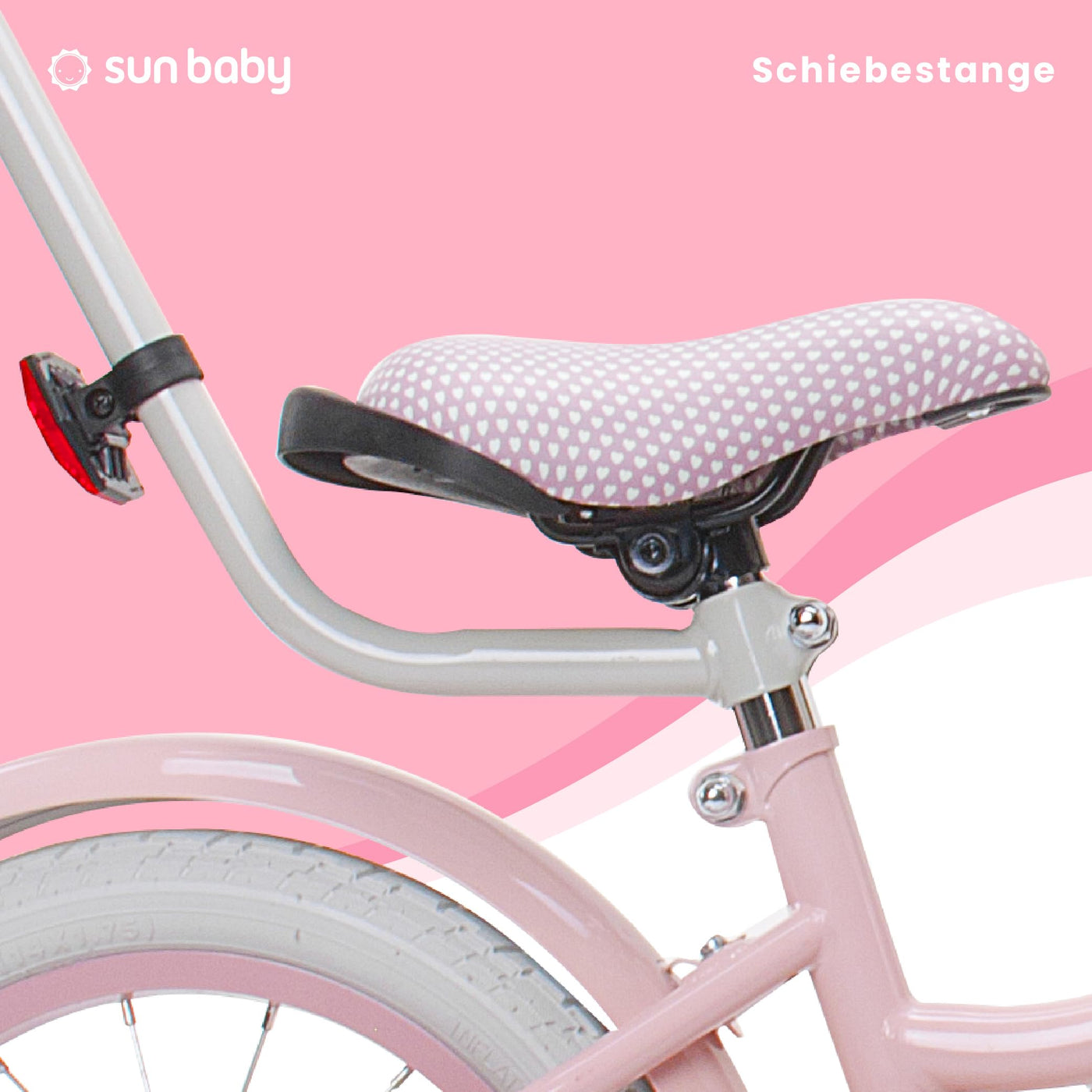 sun baby Mädchenfahrrad 14 Zoll Radgröße Heart Bike zur Auswahl, mit Abnehmbarer Schubstange, Kinderfahrrad für Mädchen von 2 bis 6 Jahre (Silver Moon Rosa, 14 Zoll)