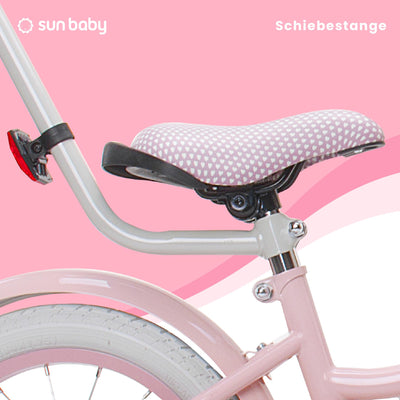 sun baby Mädchenfahrrad 14 Zoll Radgröße Heart Bike zur Auswahl, mit Abnehmbarer Schubstange, Kinderfahrrad für Mädchen von 2 bis 6 Jahre (Silver Moon Rosa, 14 Zoll)
