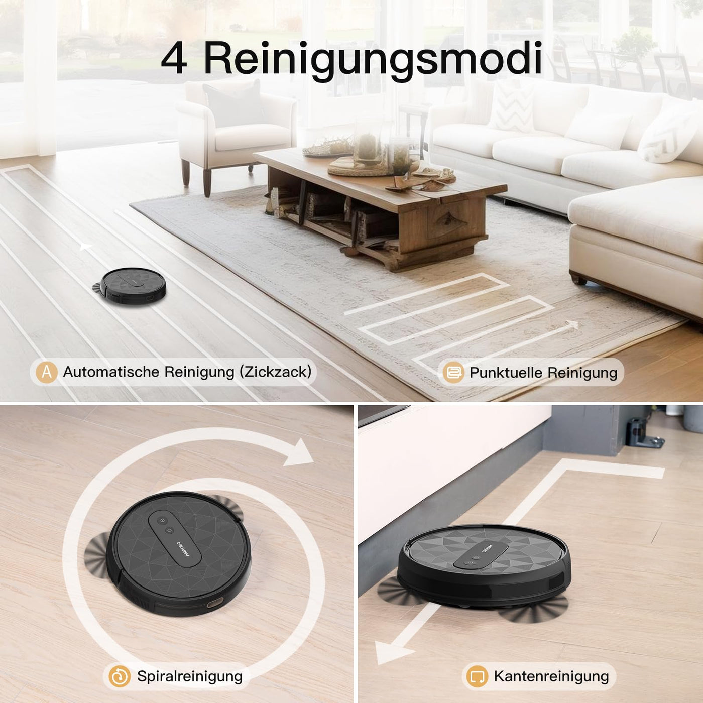 AIRROBO P20 Saugroboter, Roboter Staubsauger mit 2800Pa Saugkraft, Selbstaufladend, WLAN, 120 Minuten Laufzeit, Roboterstaubsauger für Teppiche, Tierhaare, Hartböden