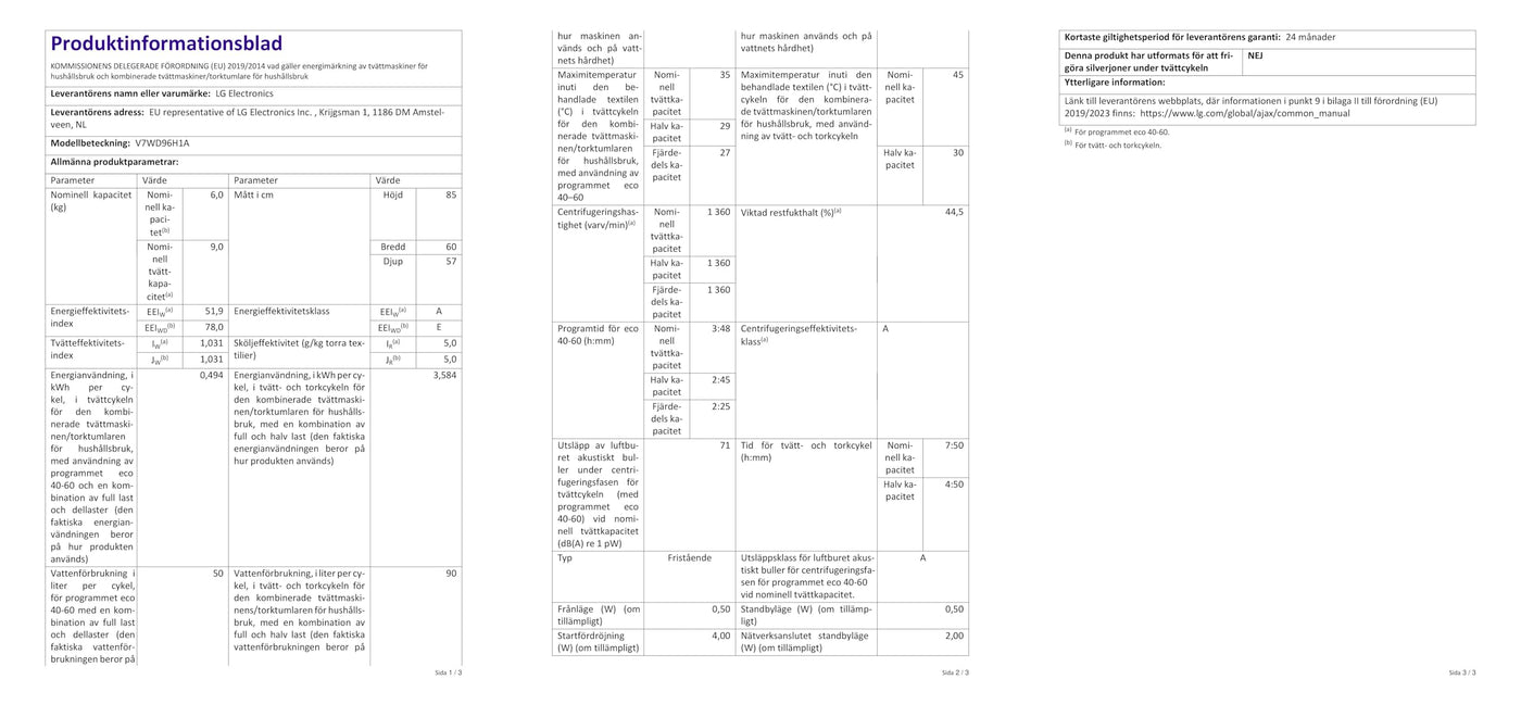 LG Electronics V7WD96H1A Waschtrockner mit AI DD | 9 kg Waschen | 6 kg Trocknen | 1400 U/Min | Steam | TurboWash 360° | Neue Wohlfühl-Trommel | Wi-Fi-Funktion | Weiß