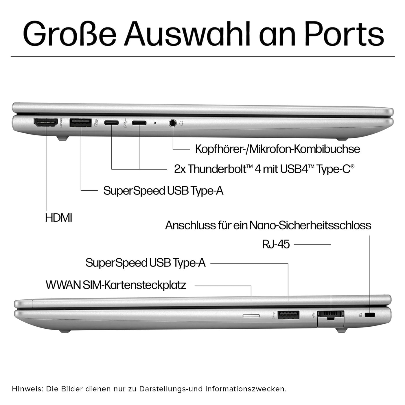 HP ProBook 445 G11 Laptop, AMD Ryzen 5 7535U, 32 GB DDR5 RAM, 2 TB PCIe SSD, 14" WUXGA Display, AMD Radeon 660M, QWERTZ Tastatur, Windows 11 Pro, Silver