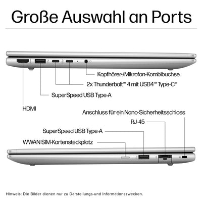 HP ProBook 445 G11 Laptop, AMD Ryzen 5 7535U, 32 GB DDR5 RAM, 2 TB PCIe SSD, 14" WUXGA Display, AMD Radeon 660M, QWERTZ Tastatur, Windows 11 Pro, Silver