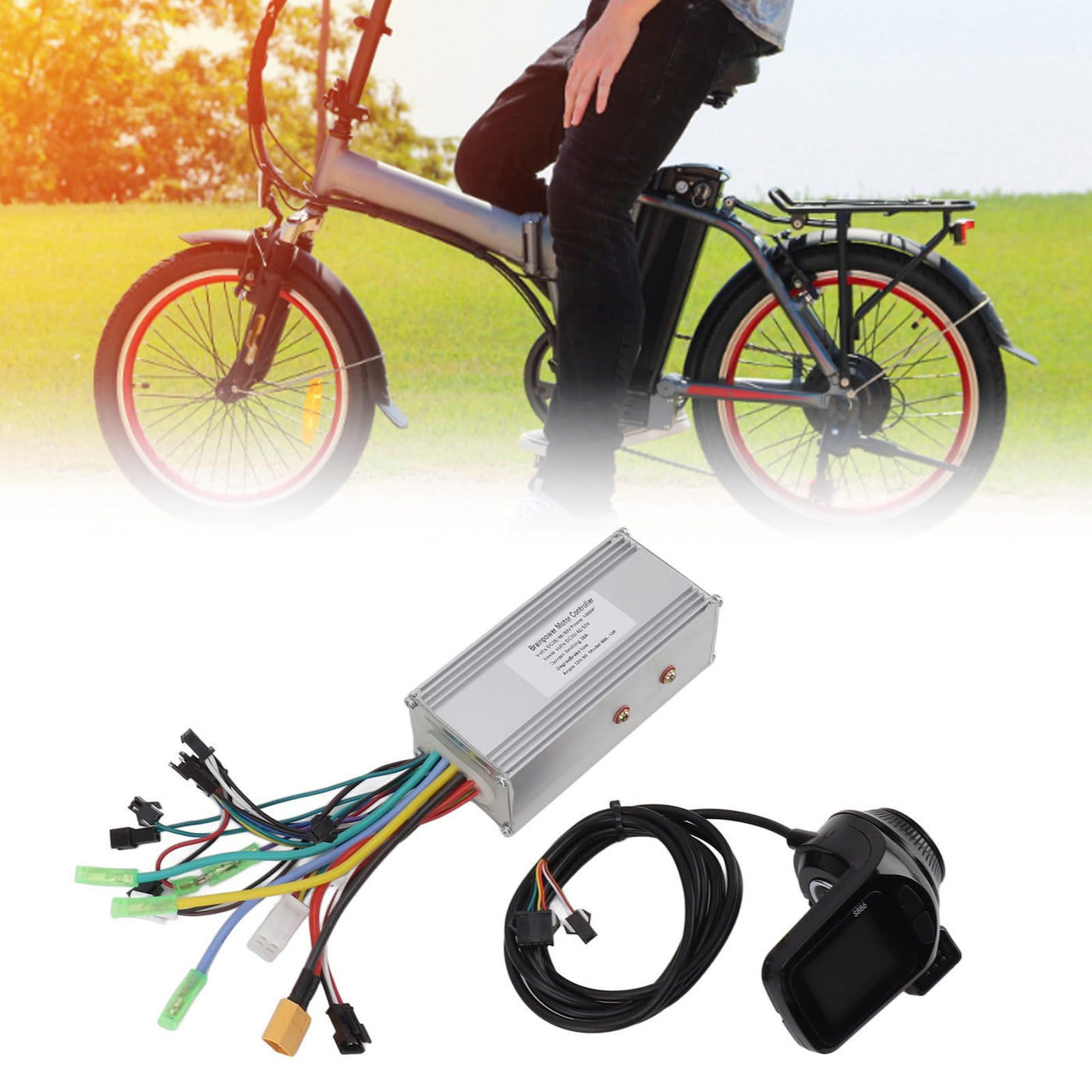 BuyWeek Elektrofahrrad Brushless Motor Controller Kit, 36V 48V 60V 1000W 38A Sinuswellen Bürstenloser Controller 886 Daumengas mit LCD Display für E-Bike Elektroroller