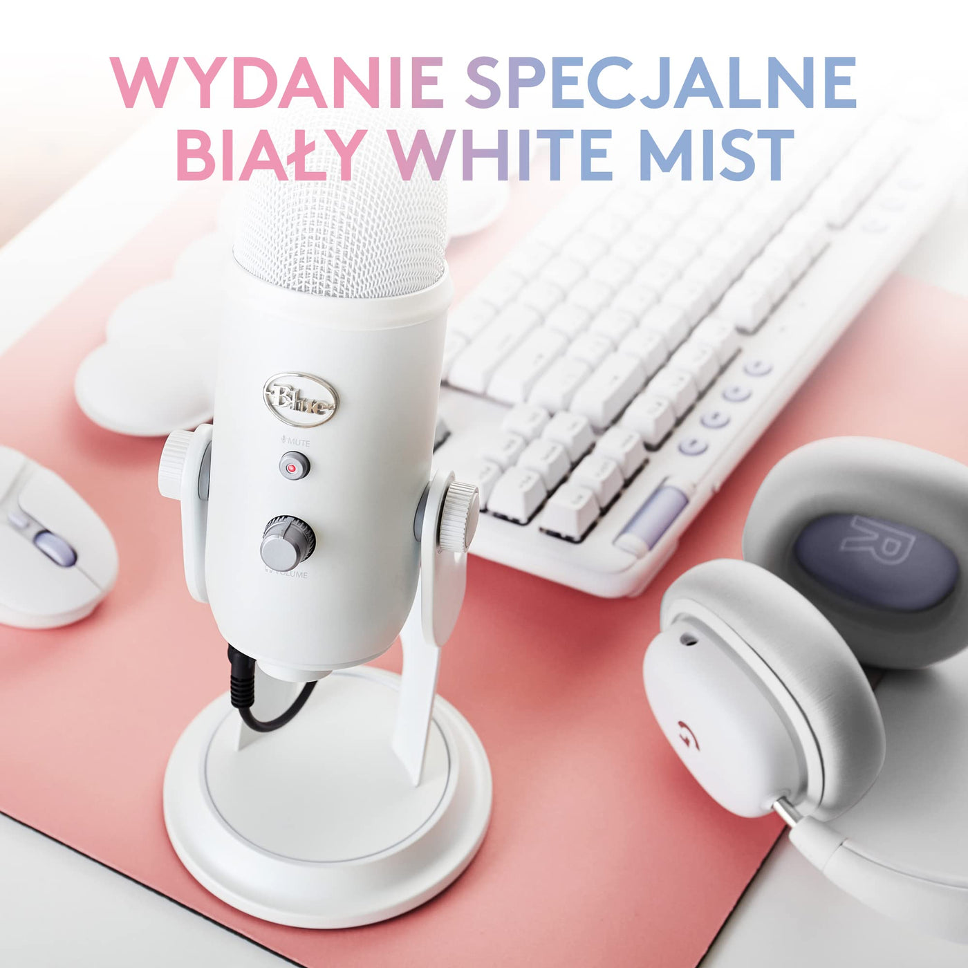 Logitech G Blue Yeti USB-Gaming-Mikrofon in Premiumqualität für Streaming, Blue VO!CE-Software, PC, Podcast, Studio, Computer-Mikrofon, Exklusive Streamlabs-Themes, Sonderedition - Weiß