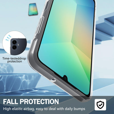 THIYUFUNS Hülle für Samsung Galaxy A06 4G Schutzhülle mit 2 Stück Schutzfolie, Dünne Weiche TPU Silikon Transparent Stoßfest Kratzfest Handyhülle Case Cover für Samsung Galaxy A06 4G (6.7") - 02