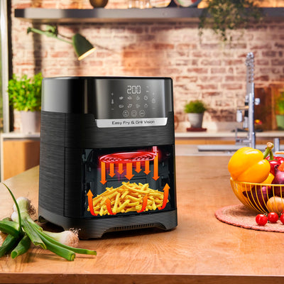 Tefal EY5068 Easy Fry & Grill Vision Heißluftfritteuse | 4,2 L Kapazität | 2-in-1 Technologie | Sichtfenster | Extra Crisp-Technologie | energiesparend | Touchscreen | Schwarz