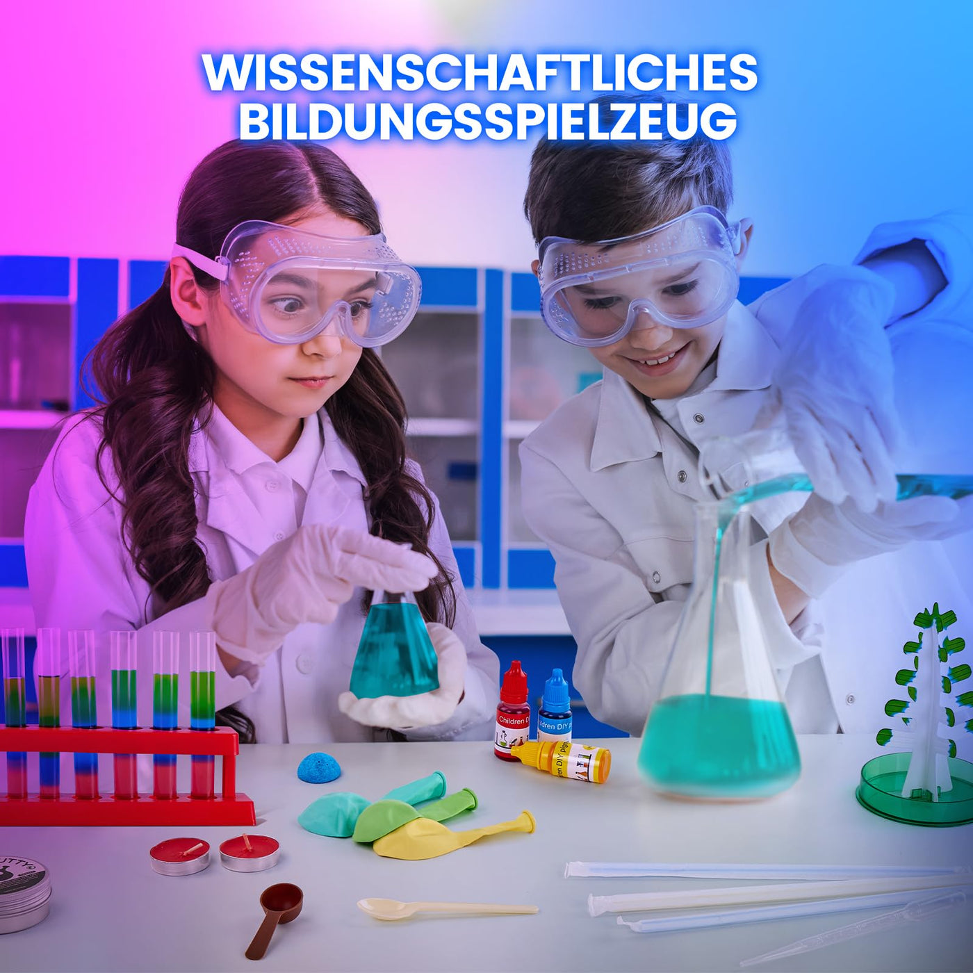Japace 70 Experimente für Kinder, Wissenschaft Experimentierkasten Labor STEM Spielzeug 4-6-8-10-12 Jahre Geschenke für Jungen Mädchen, Chemie-Set, Kristalle Züchten, Vulkan, Gummiball