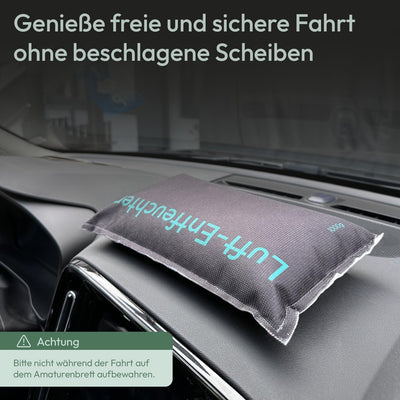 TRAVORA Luftentfeuchter Kissen 2x 1 kg mit Anti-Rutsch Pad - Entfeuchter - wiederverwendbar - Auto Innenraum - extra groß, Schwarz