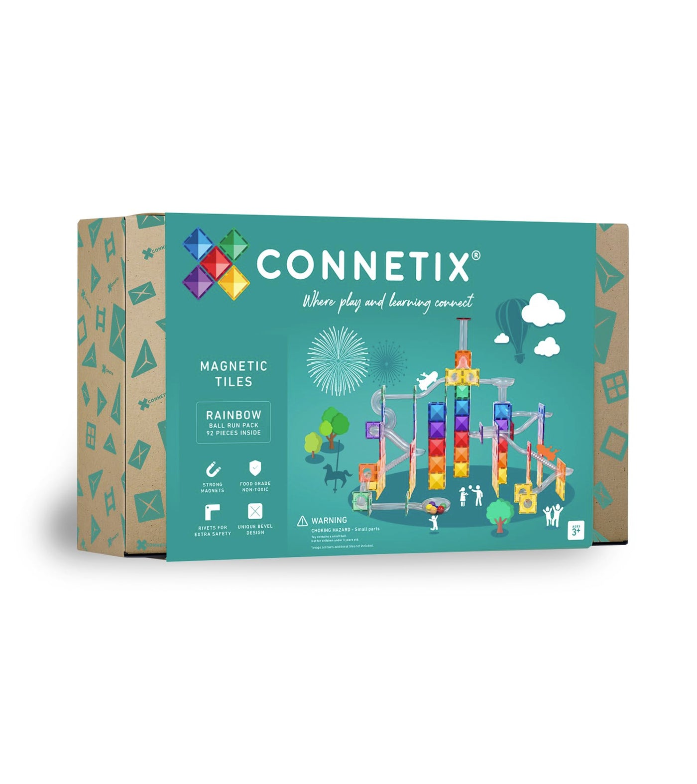 CONNETIX Magnetische Fliesen Regenbogen Ball Run Packen, 92 Stück