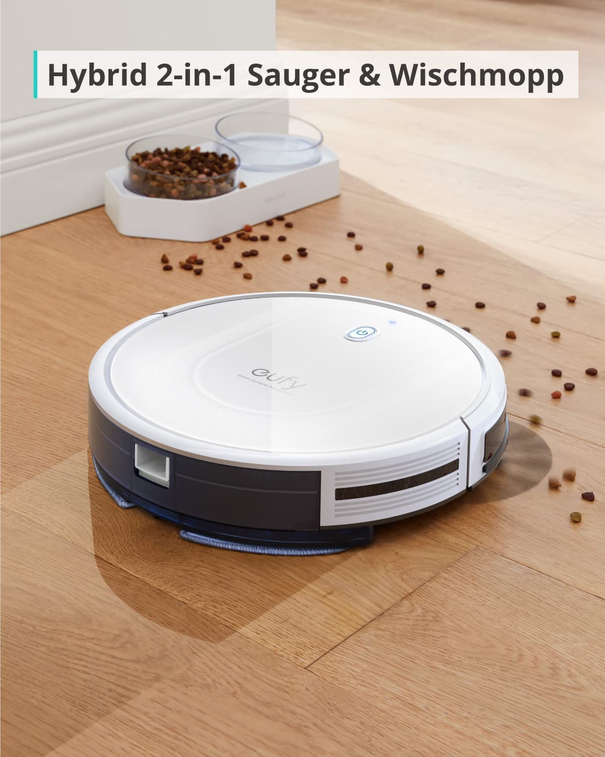 eufy Saugroboter mit Wischfunktion, RoboVac G10 Hybrid, Smart Dynamic Navigation, 2-in-1 Sauger & Wischmopp Roboterstaubsauger, 2000Pa Saugkraft, Selbstaufladend(Weiß)(Generalüberholt), böden