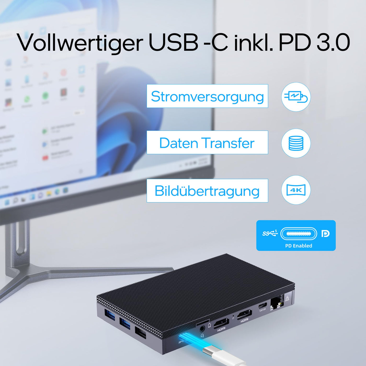 Orbsmart AW-15L Mini-PC Win11 Pro Desktop-PC | Computer | Micro-PC | lüfterlos | stromsparend (Intel N100 CPU, 16GB RAM, 512GB eMMC, USB-C, WiFi 6)