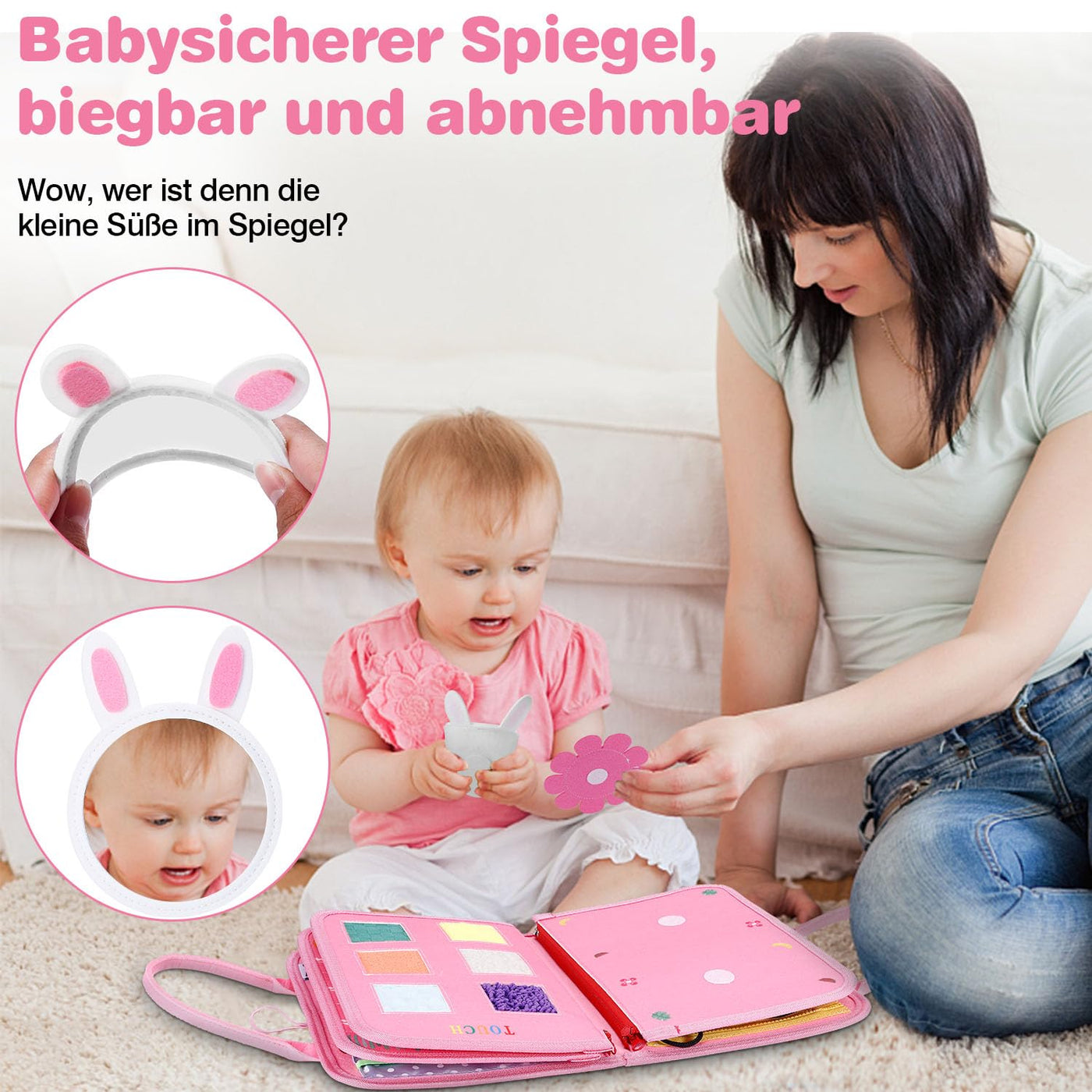 JHkim Busy Board Deutsch Montessori Spielzeug ab 1 2 3 4 Jahre, Jungen & Mädchen, Kinder Sensorik Geschenk, Activity Board Lernspielzeug, Motorikspielzeug für Reise Auto & Flugzeug