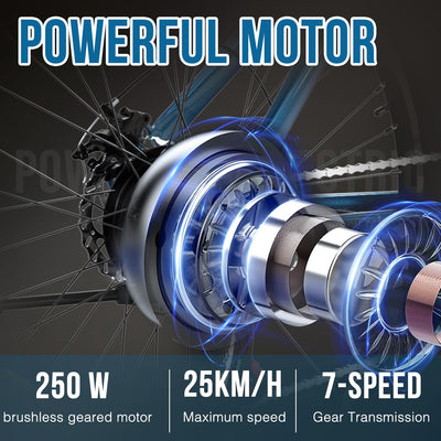 RCB E Bike RK15, Elektrofahrrad 26 Zoll mit 10.4Ah 36V Lithium-Akku，Elektrofahrrad für Erwachsene für Damen und Herren， 7-Gäng, City Electric Bike Reichweite bis zu 35-90Km