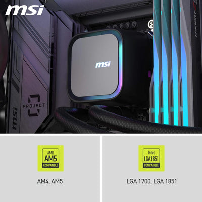 MSI MAG CORELIQUID A13 360 AIO CPU-Wasserskühler - Volle CPU-Abdeckung, verbessertes Wasserkanal-Design, CycloBlade 7, Split-Flow Radiator, Rifle-Lager