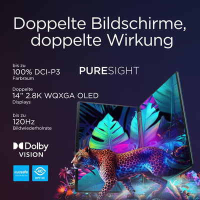 Lenovo Yoga Book 9i AI Laptop | 2x14'' 2.8K WQXGA OLED-Toch Display | Intel Core Ultra 7 | 32GB RAM | 1TB SSD | Intel Arc 140T Grafik | Windows 11 Home | QWERTZ | Tidal Teal | 3 Jahre Premium Care