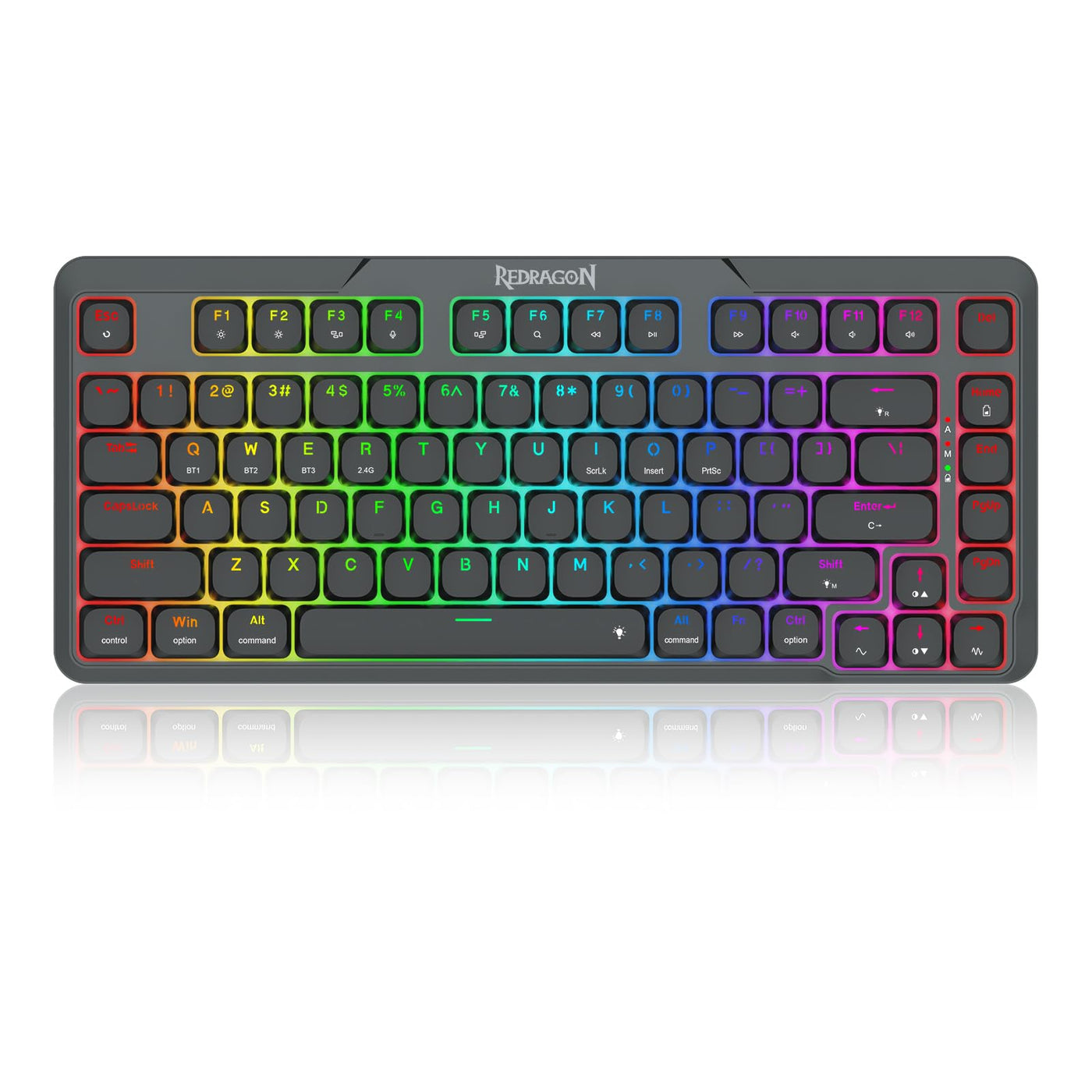 Redragon K706 PRO 75% kabellose Gasket RGB-Gaming-Tastatur, 3-Modi, 82 Tasten, kompakte mechanische Tastatur mit ultraflacher Platine, flachem linearen roten Schalter und Dual-Win/MAC-System