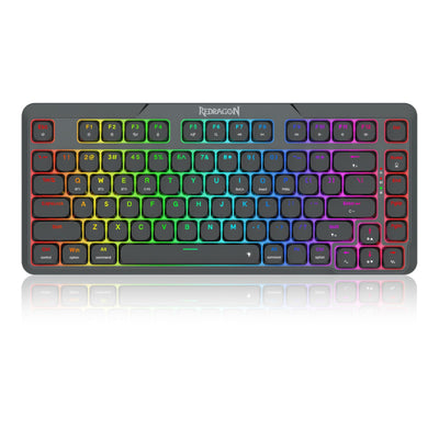 Redragon K706 PRO 75% kabellose Gasket RGB-Gaming-Tastatur, 3-Modi, 82 Tasten, kompakte mechanische Tastatur mit ultraflacher Platine, flachem linearen roten Schalter und Dual-Win/MAC-System