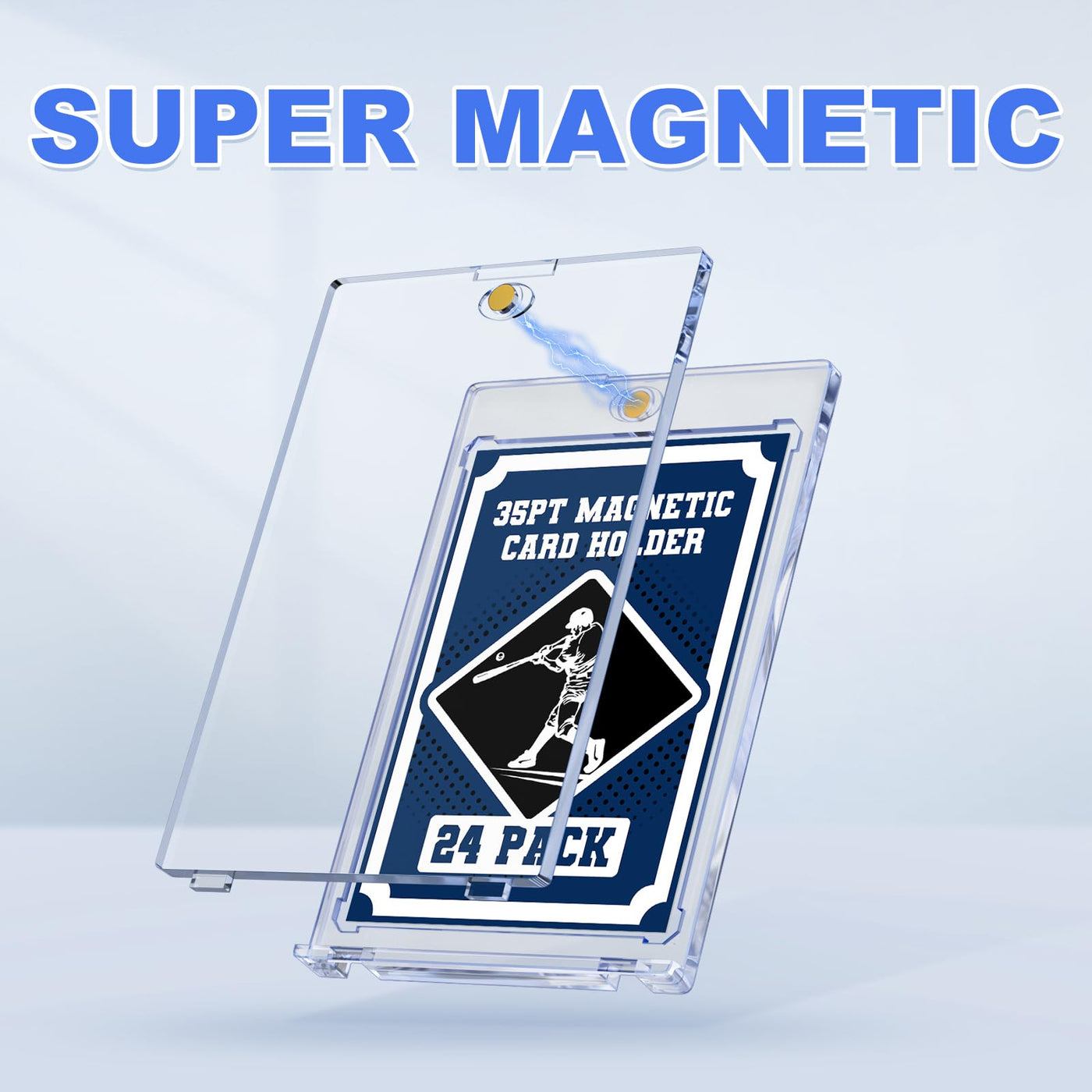 35pt Magnetic Card Holder Sammelkarten Hüllen UV-Schutz Kunststoff,24 Pack Baseball Karten Schützer Hartplastik für sammelbare Sport-Karten Acryl Display Kartenkoffer Fit 2.5x3.5in