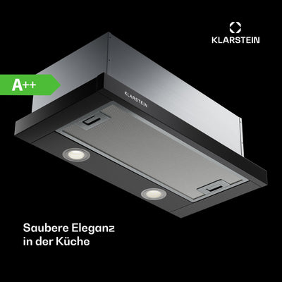 Klarstein Dunstabzugshaube 60cm, Abluft-Dunstabzugshaube mit Spülmaschinenfestem Filter aus Aluminium, Leise Abzugshaube Abluft, 305m³/h Luftstrom, Effiziente Wandhauben mit LEDs & Touch Controls