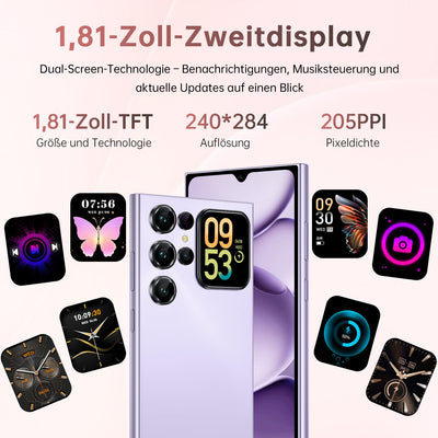 OUKITEL C62 Android 15 Smartphone Ohne Vertrag - 6.88" HD+ Handy mit Rückseitigem Display 16GB RAM+128GB ROM/1TB, 5000mAh Handy Günstig, Dual SIM Simlockfreie Handys/Face ID/GPS/OTG - Schwarz