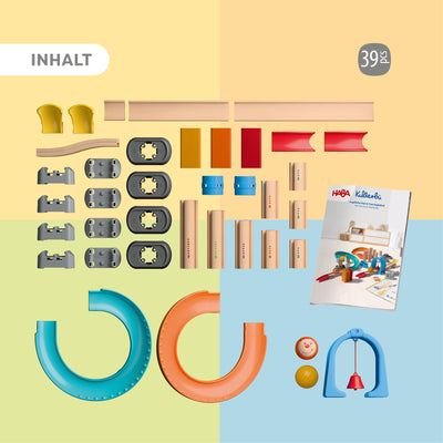 HABA Kullerbü Kugelbahn Step-by-Step – Cleveres Klicksystem für stabilen Spielspaß – Murmelbahn ab 12 Monaten – Kombinierbar mit Allen Kullerbü-Bahnen – 2012252001