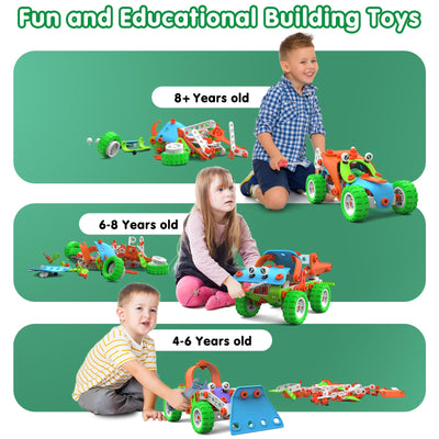 Konstruktionsspielzeug Set mit Werkzeugen,STEM Bauspielzeug für Kinder 4-8 Jahr,Bausteine Bauset für Jungen,Lernspiele Kreative Kinderspiele Kinderspielzeug Geschenk für 4 5 6 7 8 9 Jahre（10 Modelles）